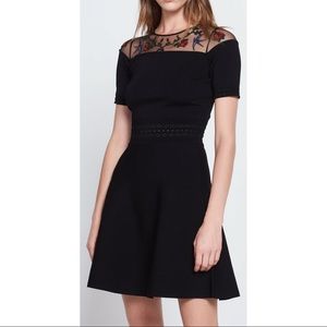 Sandro Rose & bird embroider knit dress
